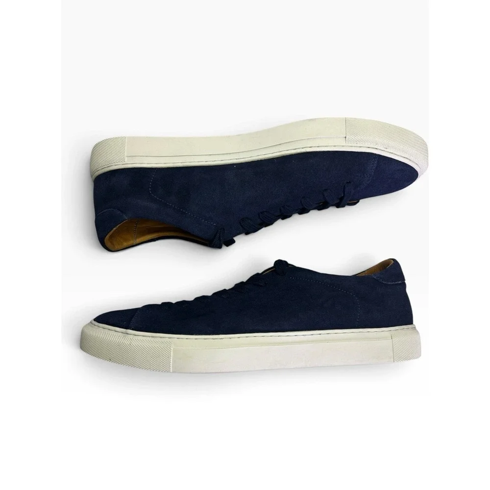 Beckett Simonon Reid Navy Blue Suede Minimalist Low Top Sneakers Men's Size 13